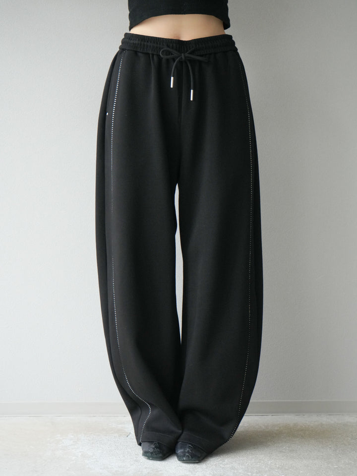 [予約]ハンドステッチ風スウェットパンツ/ブラック