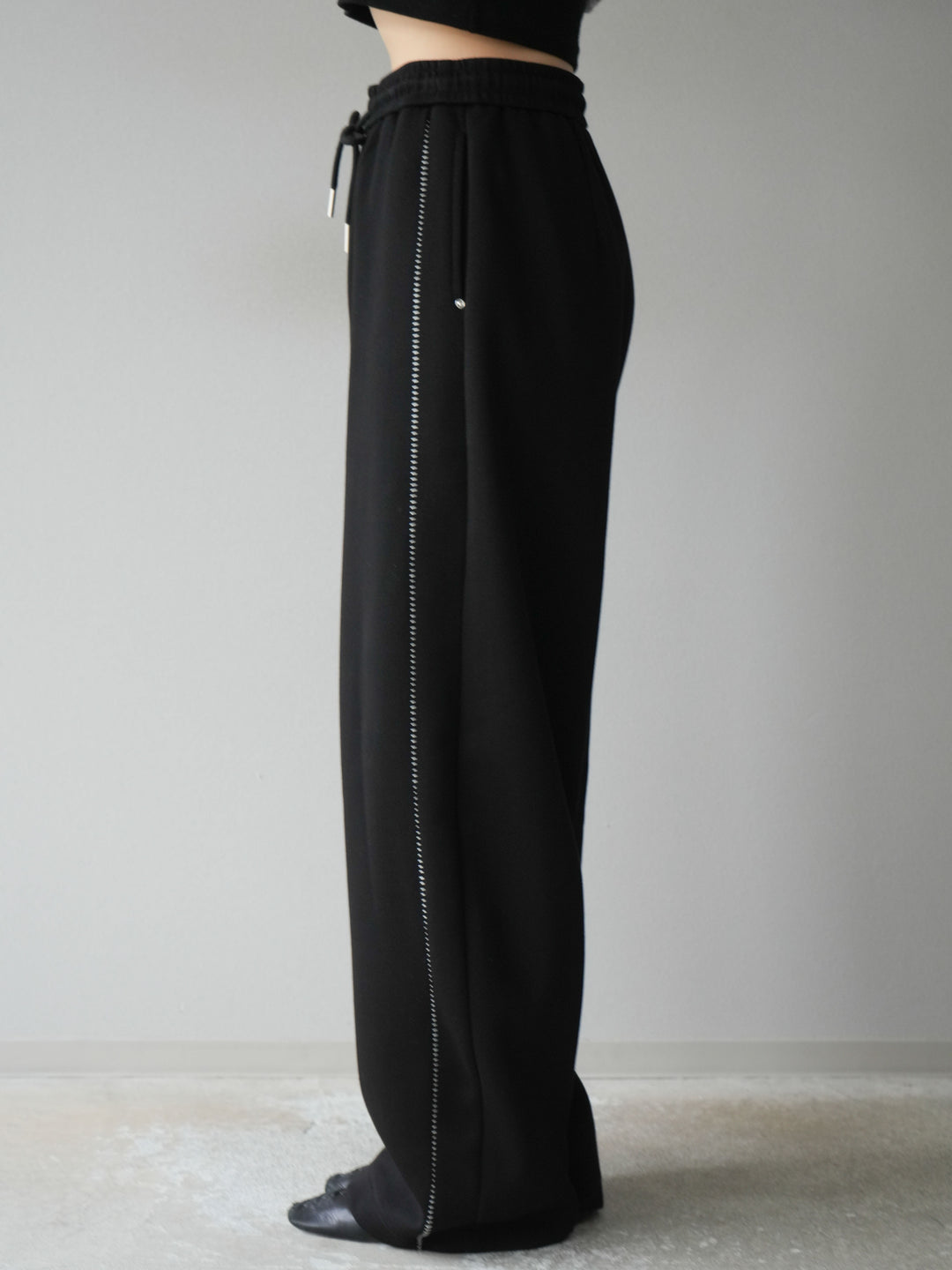 [予約]ハンドステッチ風スウェットパンツ/ブラック
