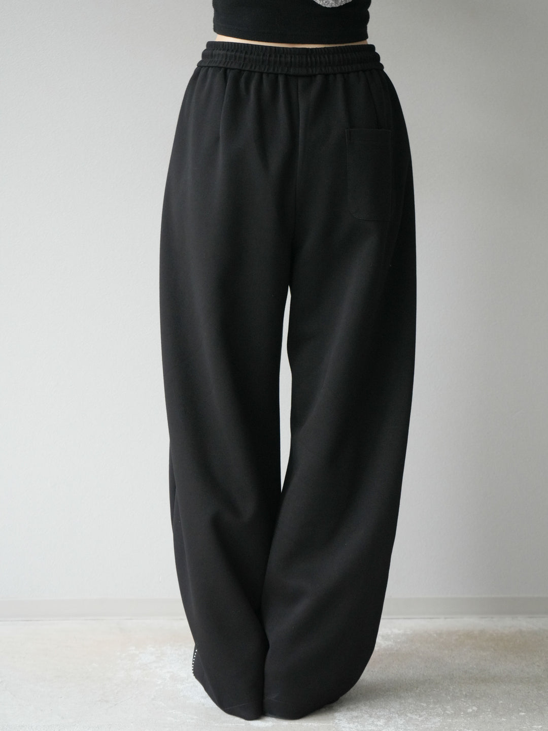 [予約]ハンドステッチ風スウェットパンツ/ブラック