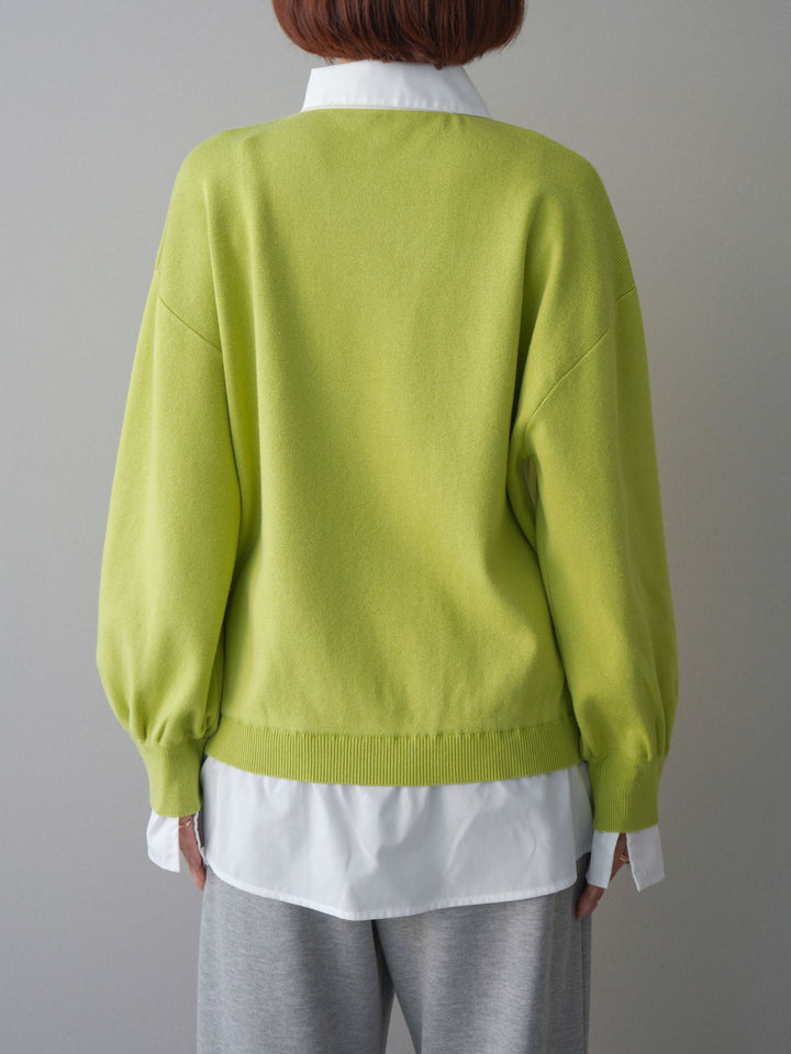 [予約]シャツドッキングオーバーニットプルオーバー/pistachiooff
