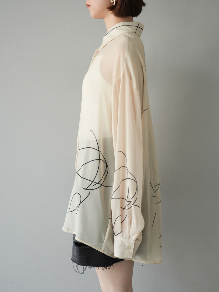 [予約]ペンタッチシフォンシャツ/アイボリー