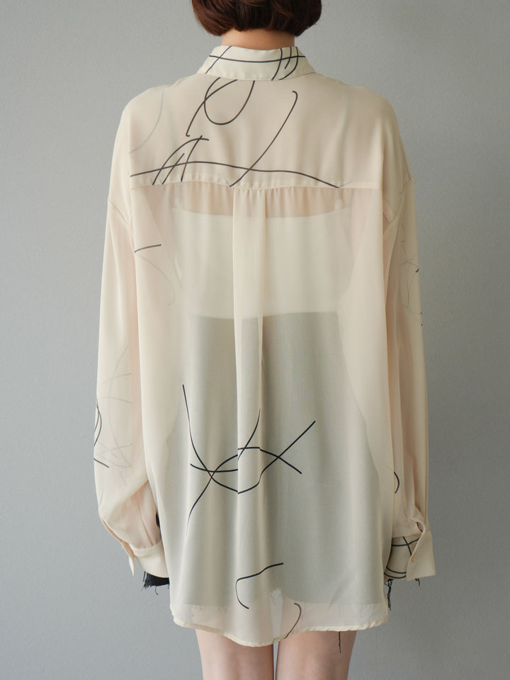 [予約]ペンタッチシフォンシャツ/アイボリー