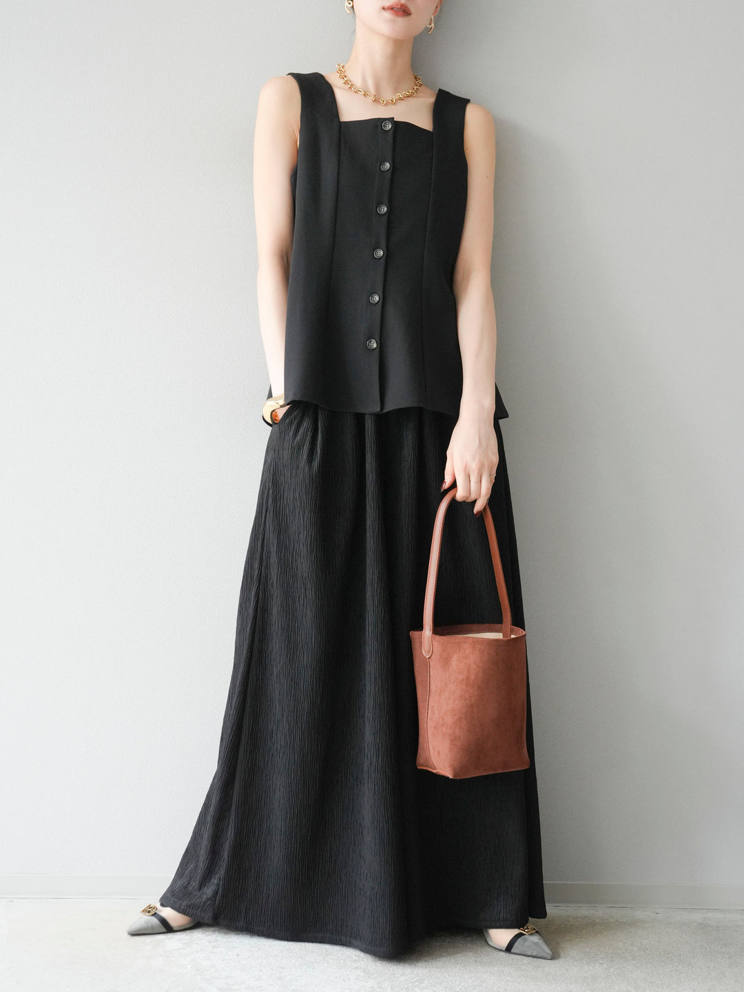 [予約]ペプラムベスト/ブラック