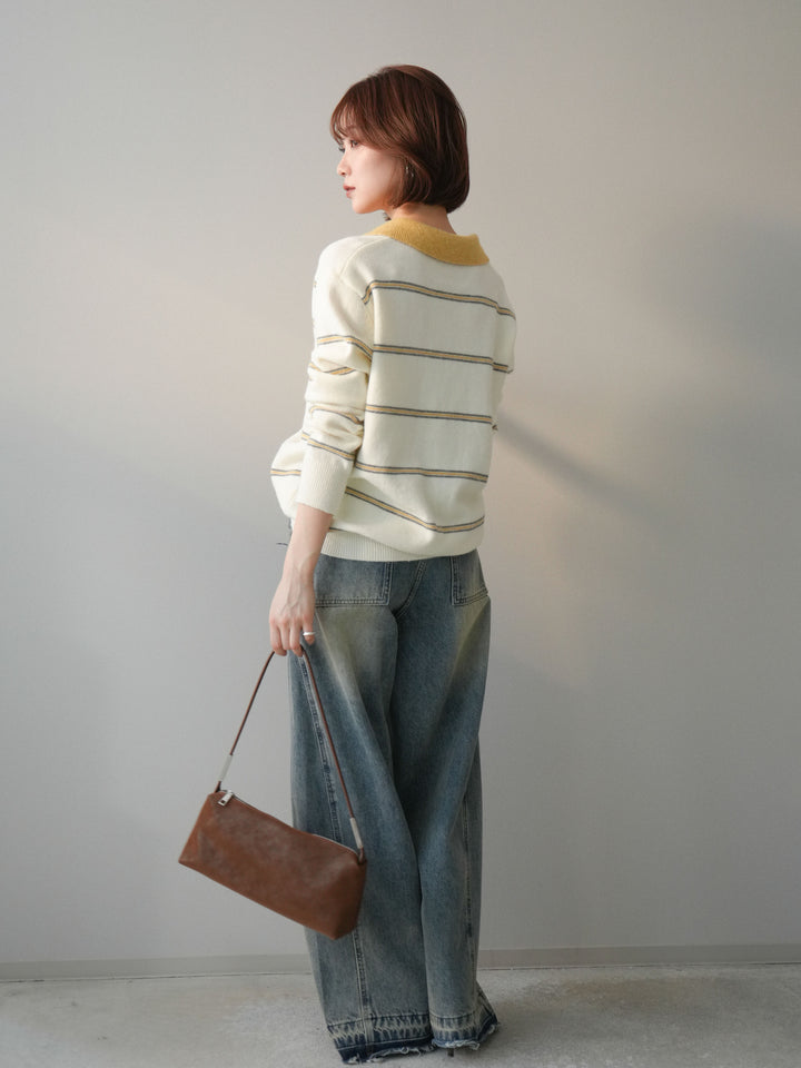 [予約]染めデザインポケットデニムパンツ/blue