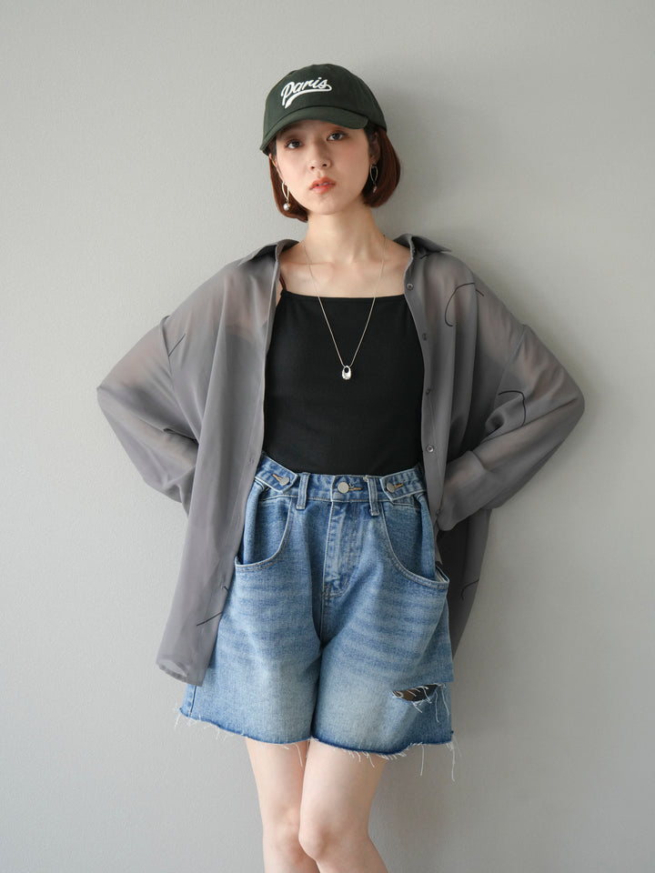 [予約]ペンタッチシフォンシャツ/グレー