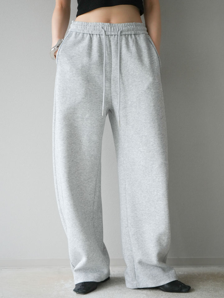 [予約]ハンドステッチ風スウェットパンツ/グレー