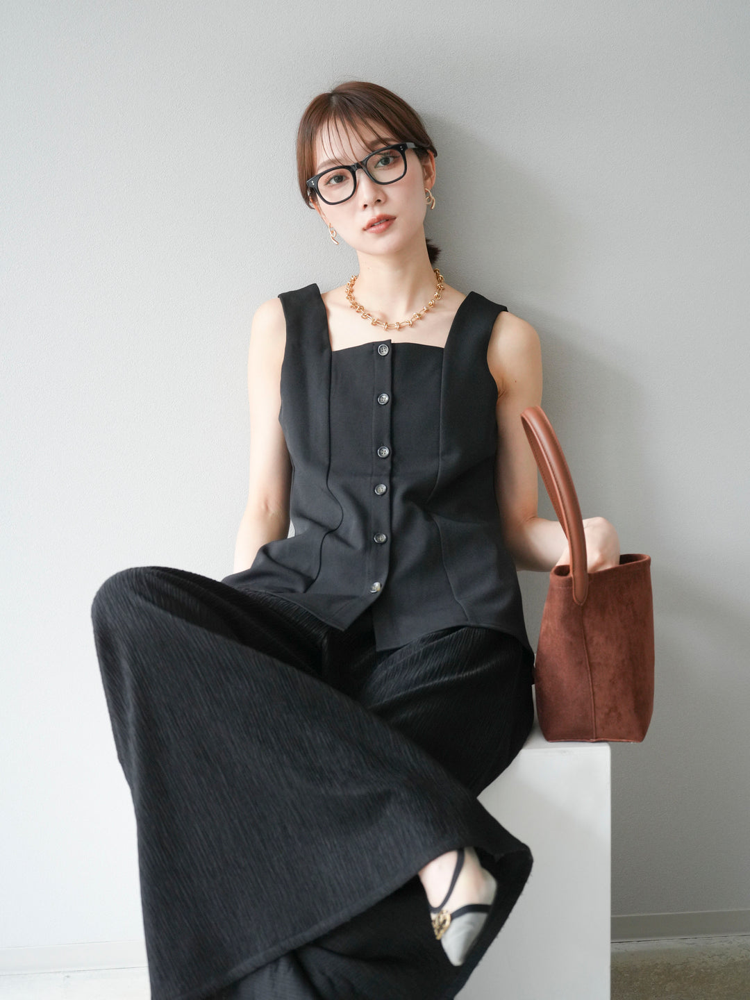 [予約]ペプラムベスト/ブラック