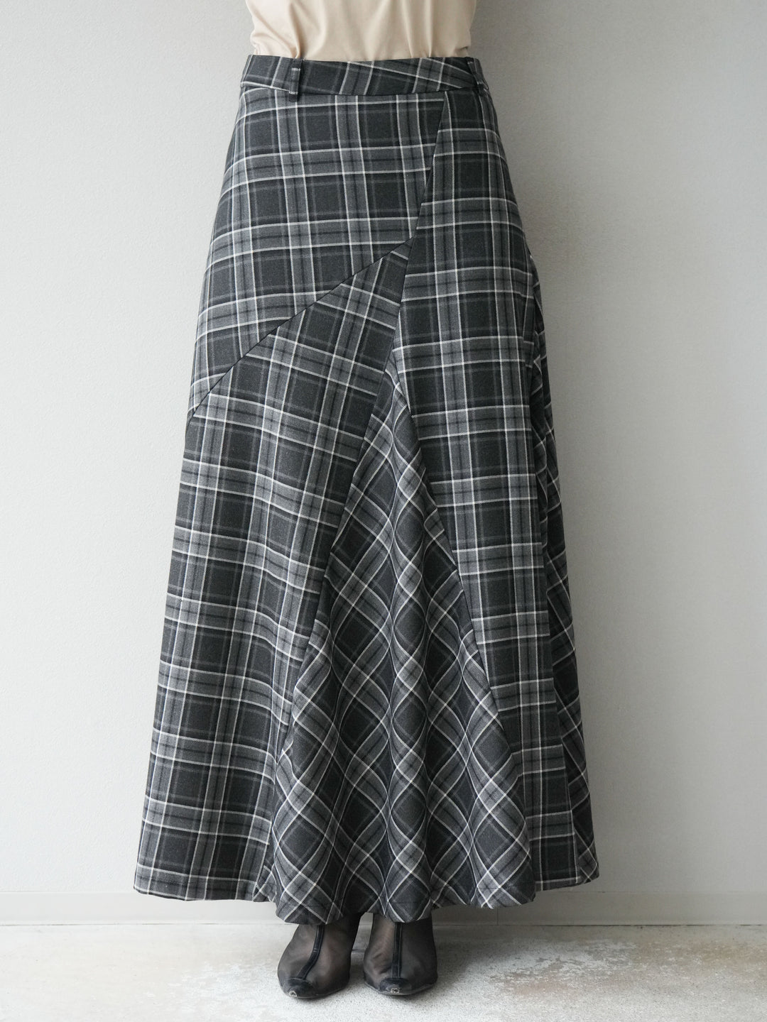 [予約]チェック柄マーメイドスカート/ブラック