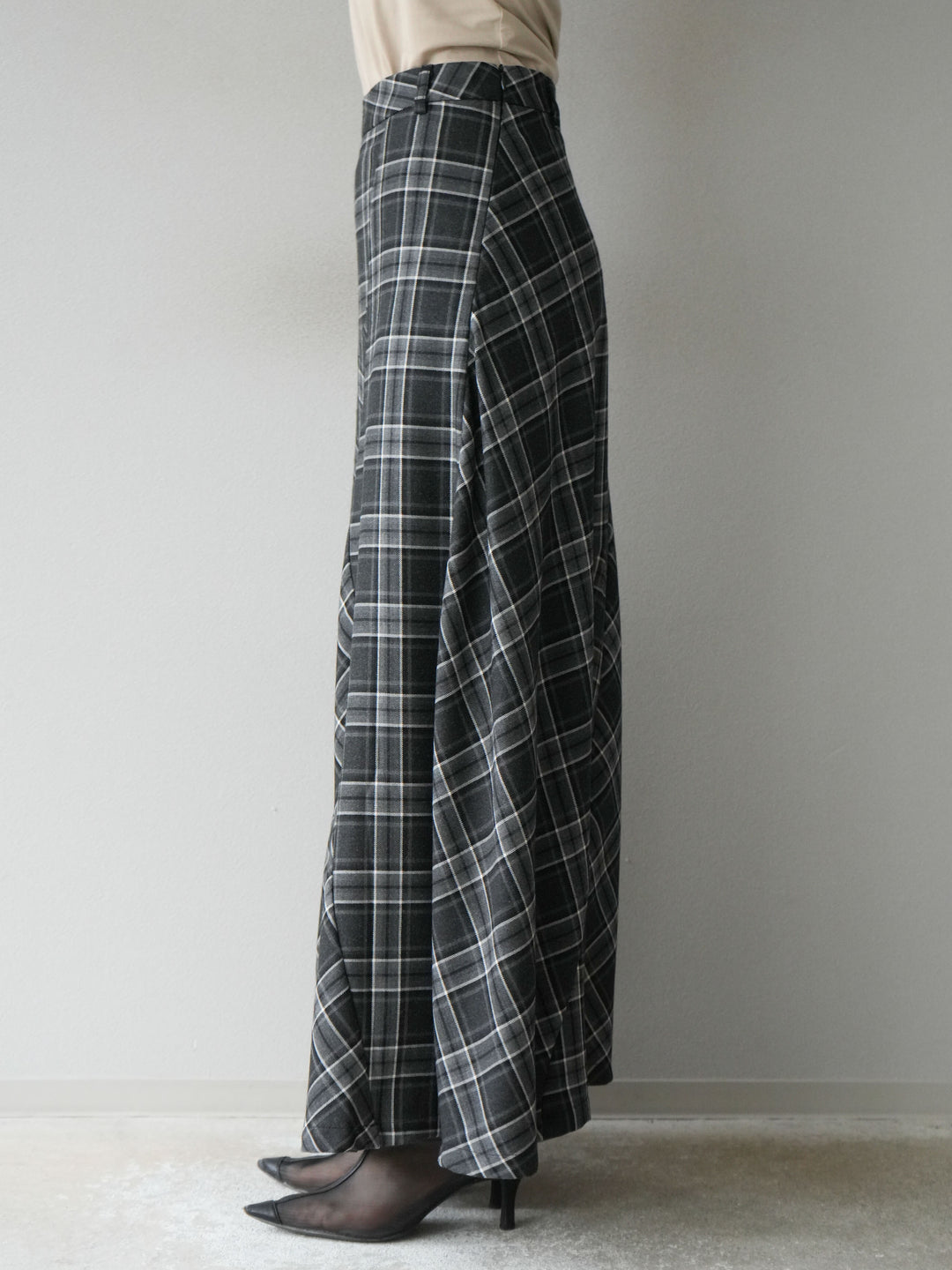 [予約]チェック柄マーメイドスカート/ブラック