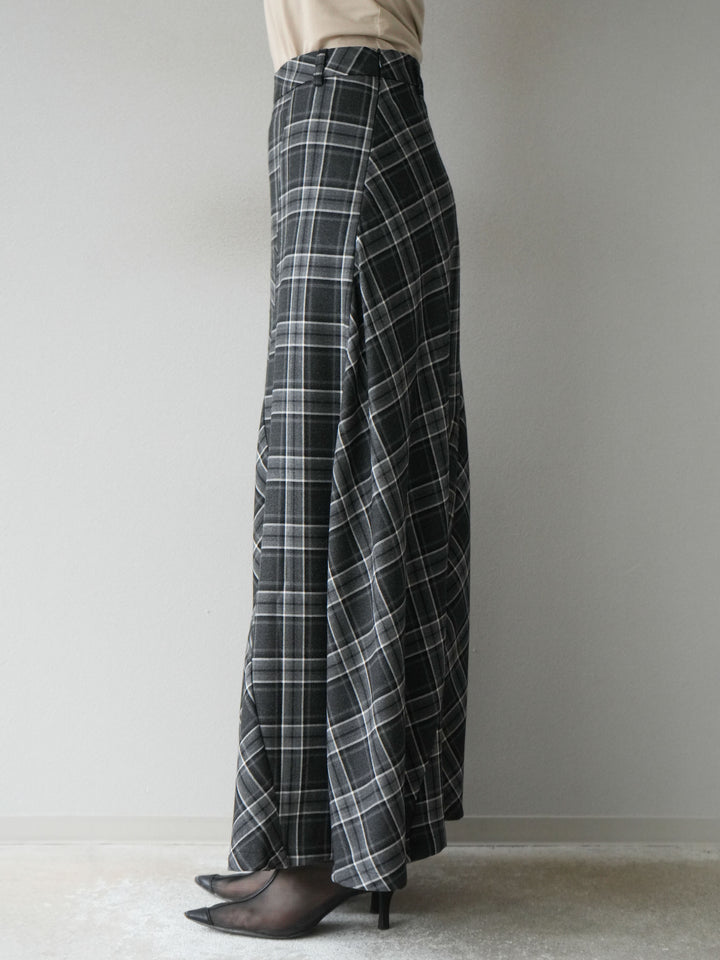 [予約]チェック柄マーメイドスカート/ブラック