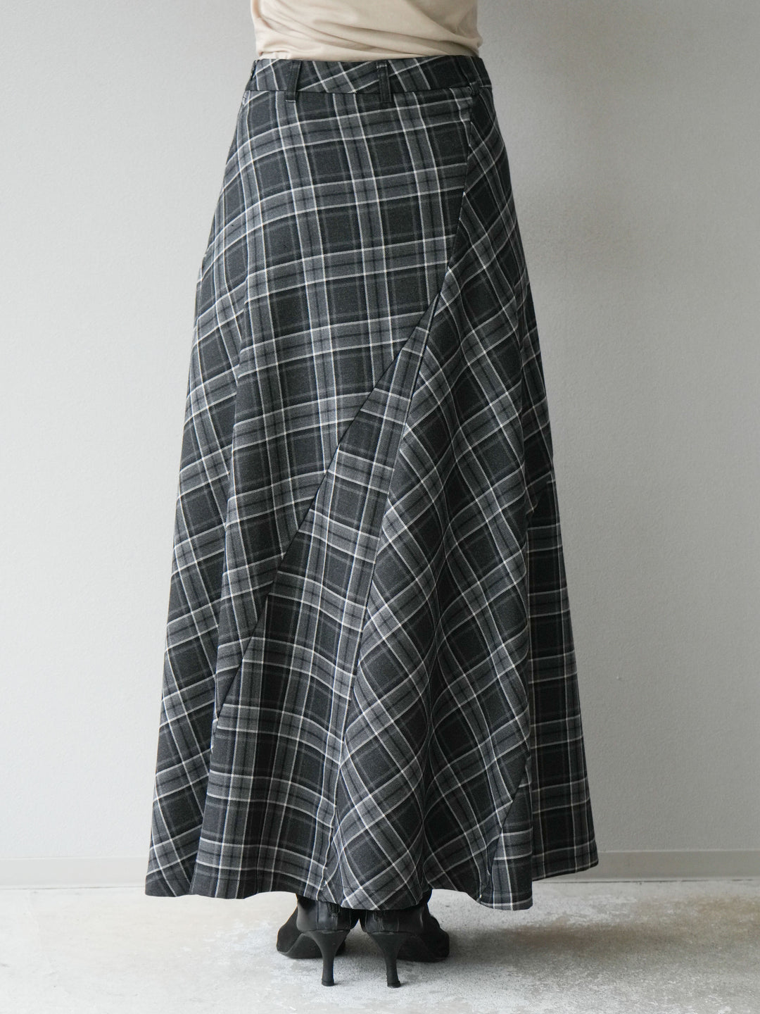 [予約]チェック柄マーメイドスカート/ブラック