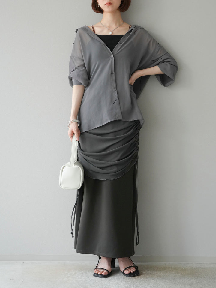 [予約]ペンタッチシフォンシャツ/グレー