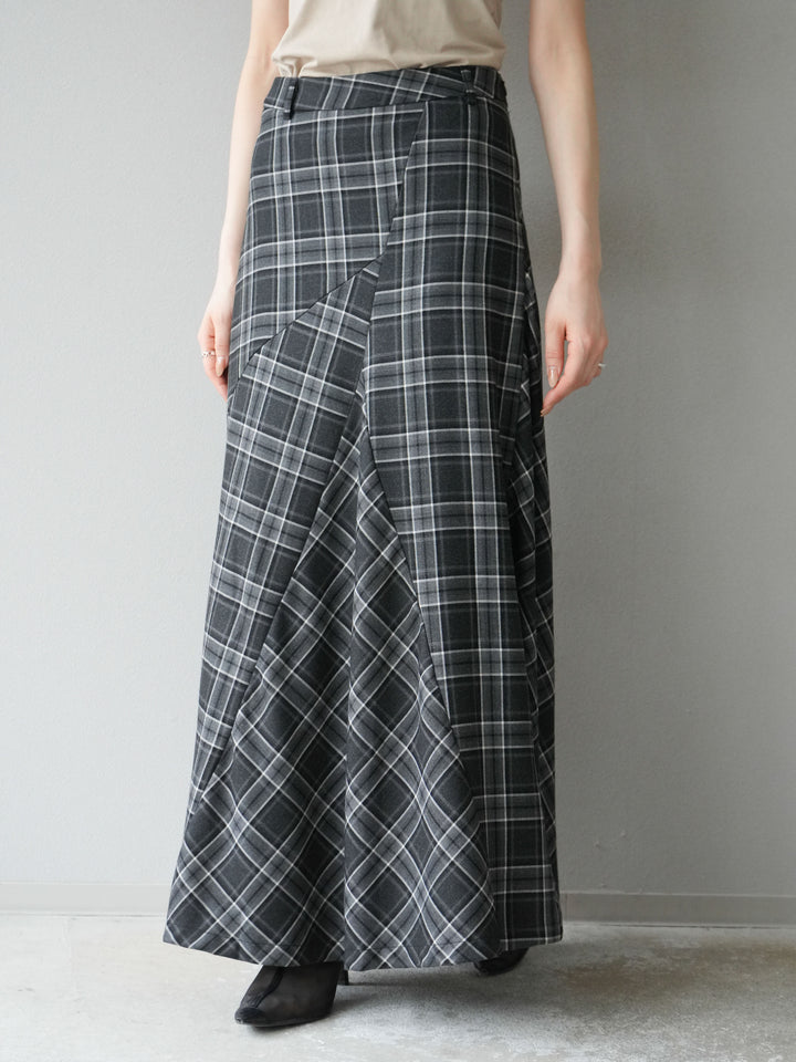 [予約]チェック柄マーメイドスカート/ブラック
