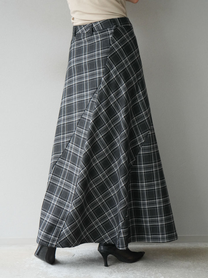 [予約]チェック柄マーメイドスカート/ブラック