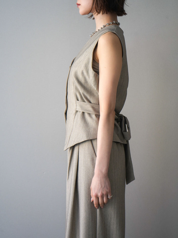 [予約]サイド切替ヘリンボーンベスト/beige