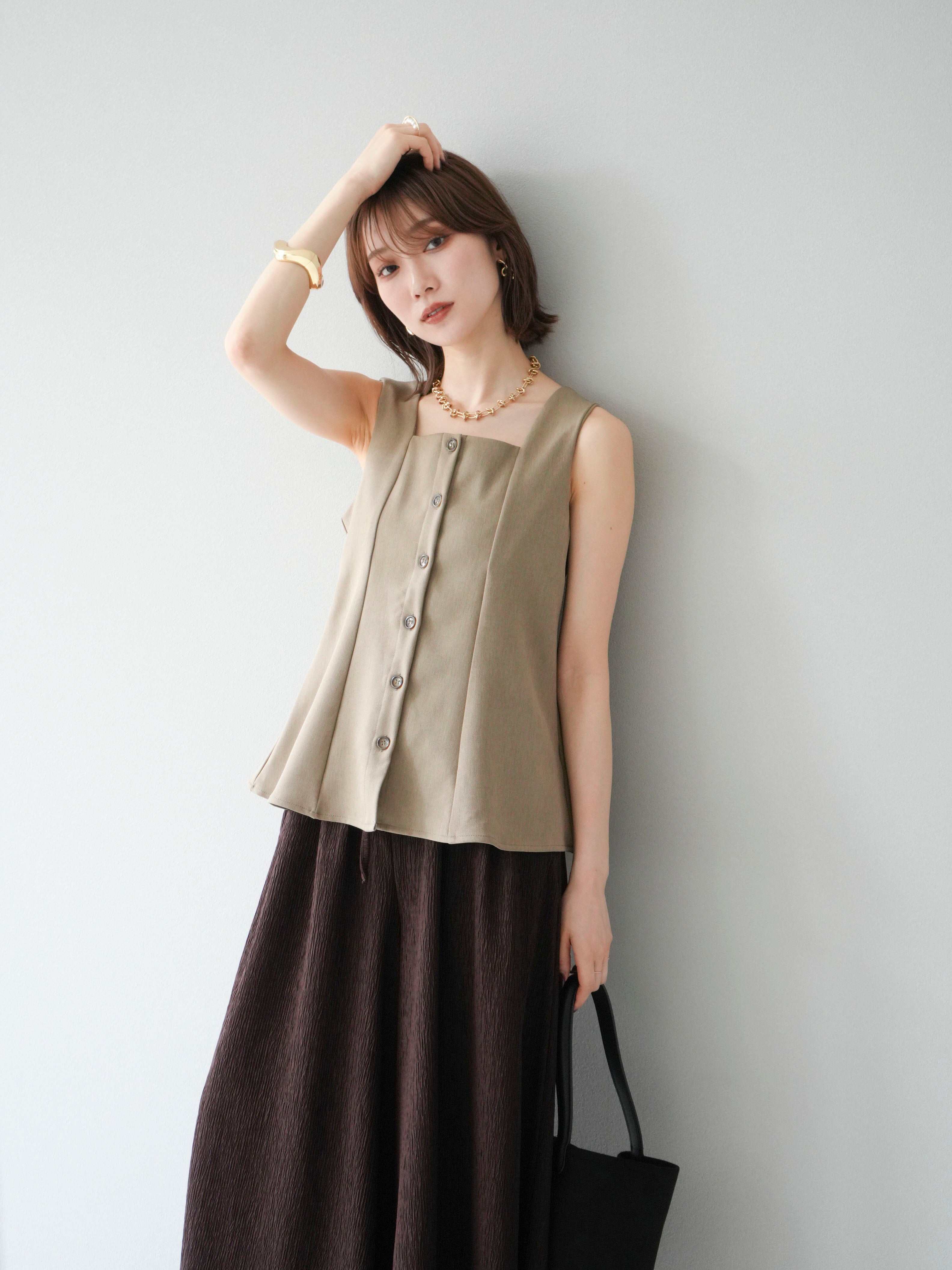 予約]ペプラムベスト/ベージュ – Lumier