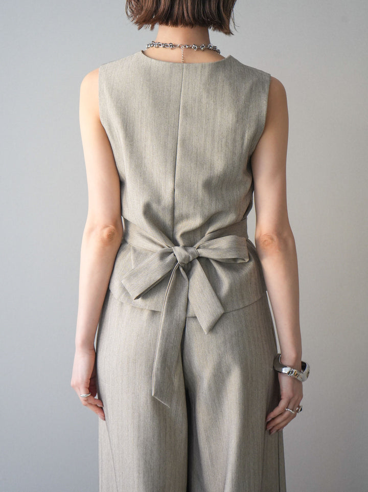 [予約]サイド切替ヘリンボーンベスト/beige