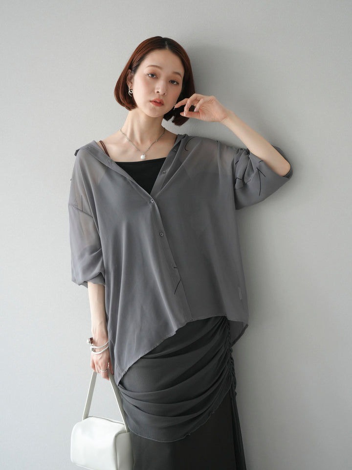 [予約]ペンタッチシフォンシャツ/グレー