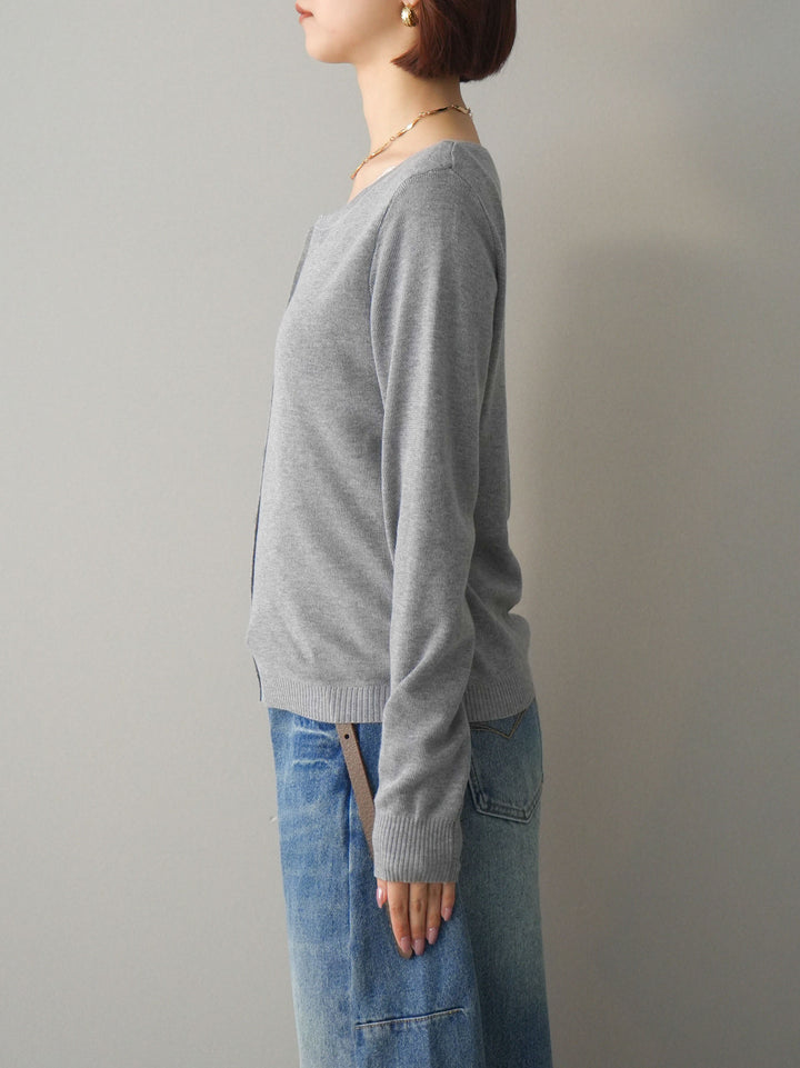 [予約]レースレイヤードニットカーディガン/gray