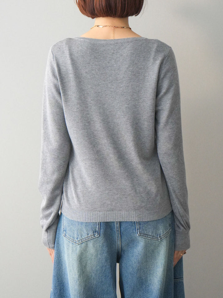 [予約]レースレイヤードニットカーディガン/gray