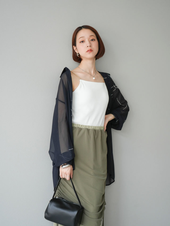 [予約]ペンタッチシフォンシャツ/ブラック