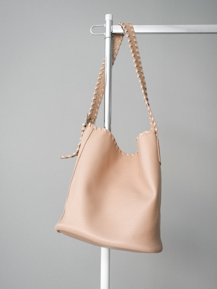 [予約]ステッチワンハンドル合皮トートBAG/lightbeige