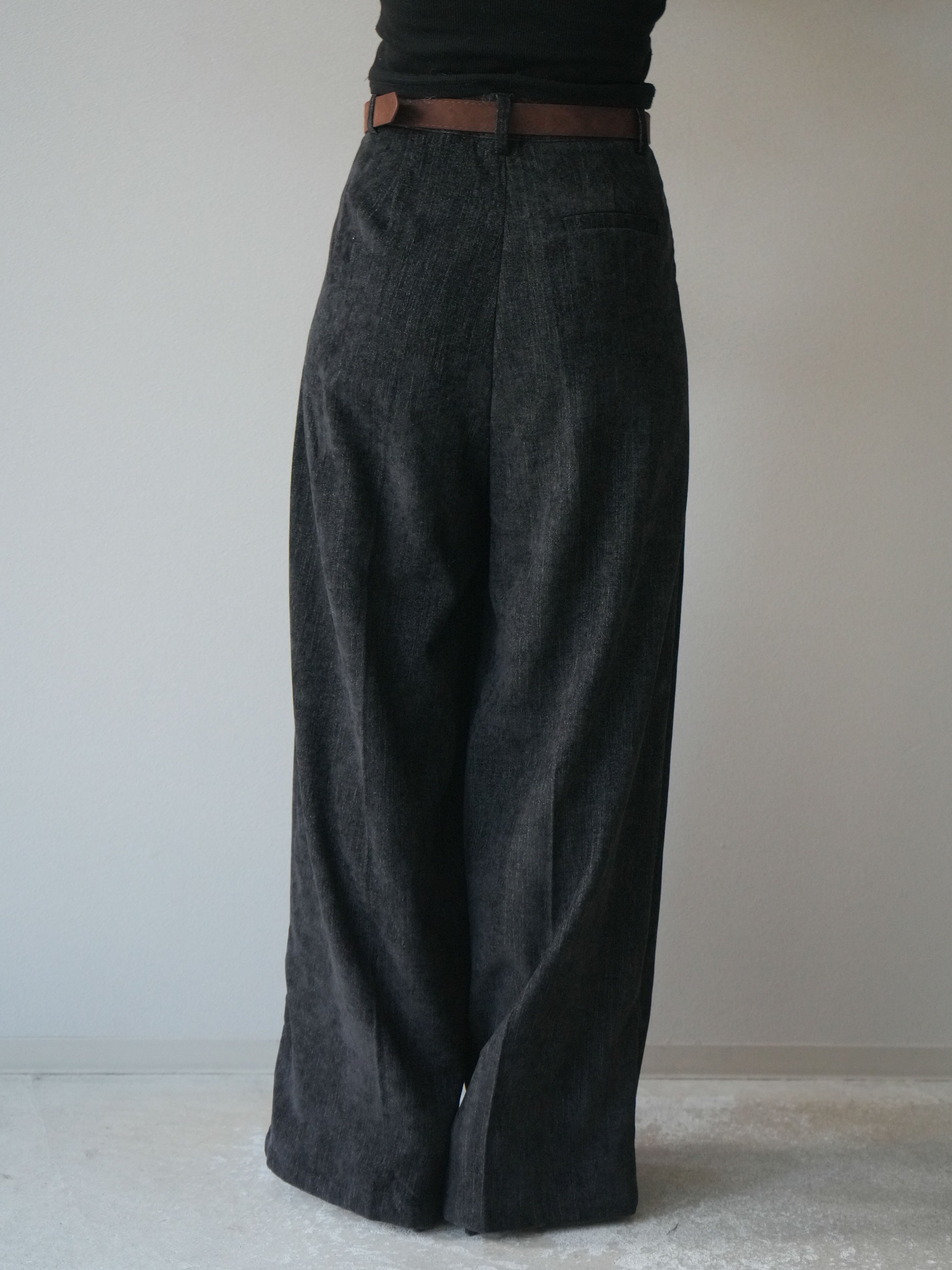 予約]ベルト付ベルベットワイドパンツ/black – Lumier