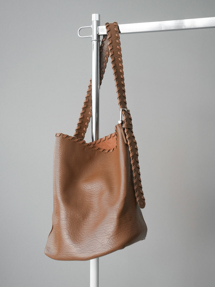 [予約]ステッチワンハンドル合皮トートBAG/khaki