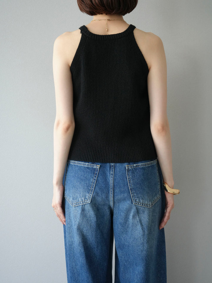 [予約]リブニットアメスリタンクトップ/ブラック