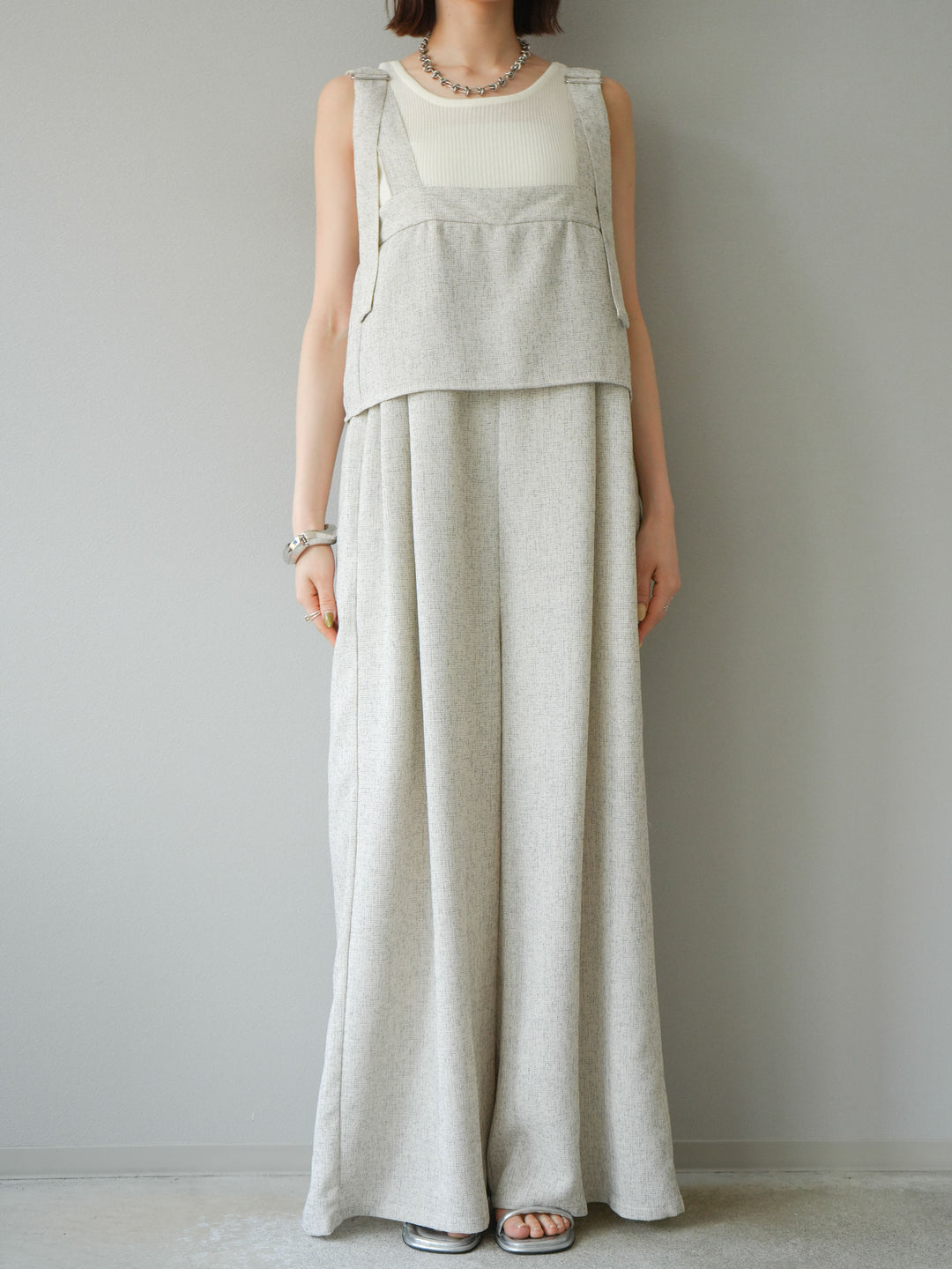 [予約]サマーツイードケープサロペット/アイボリー