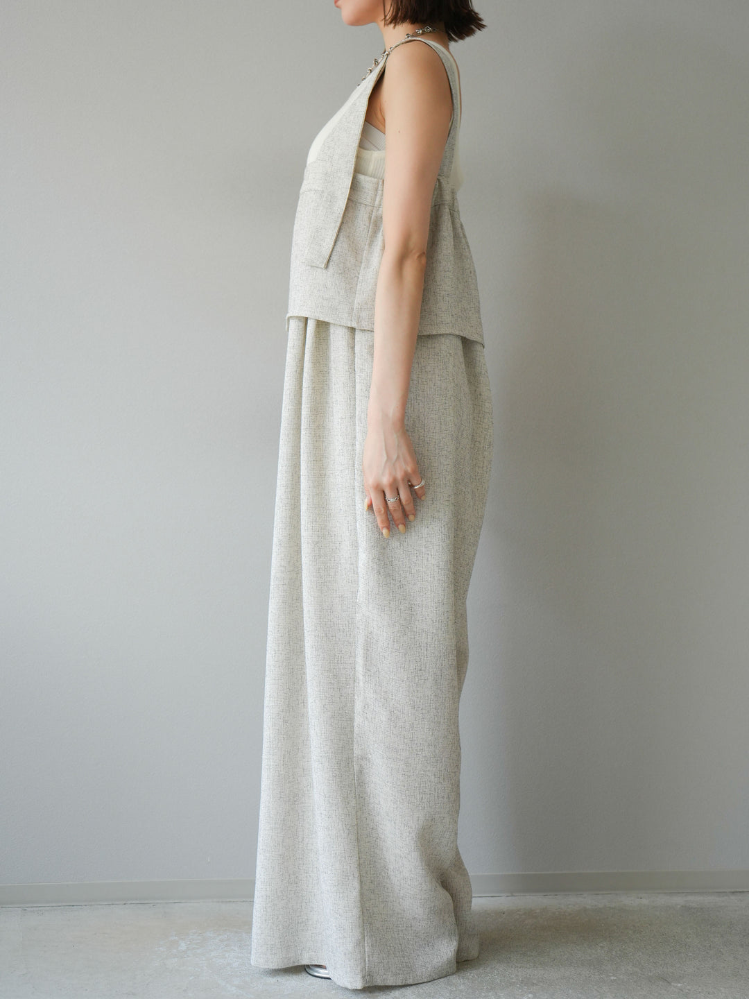 [予約]サマーツイードケープサロペット/アイボリー