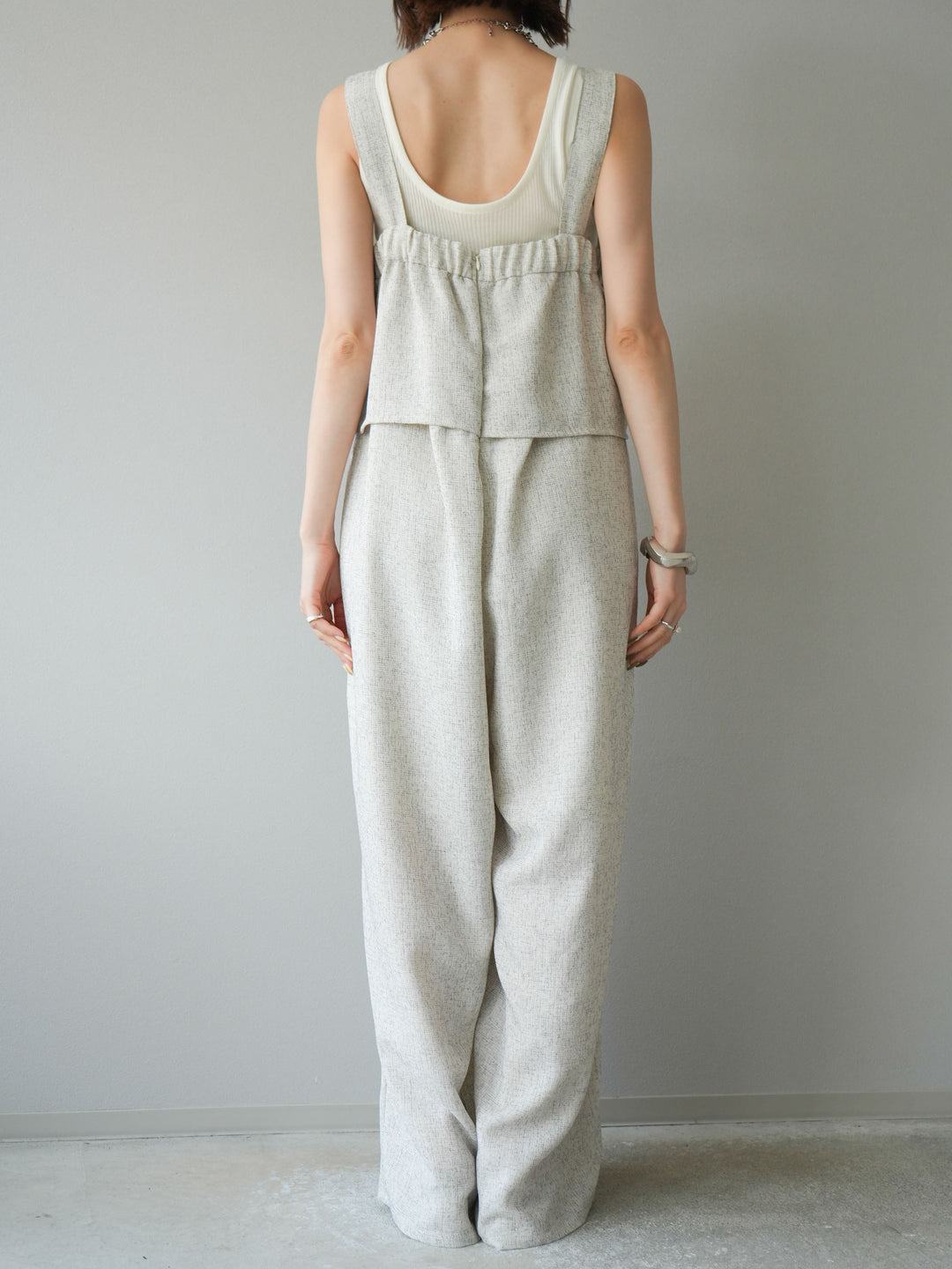 [予約]サマーツイードケープサロペット/アイボリー