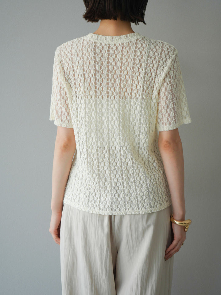 【預購】剪裁蕾絲T卹/象牙白