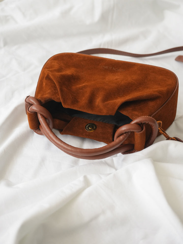 [予約]デザインハンドルスエードミニBAG/brown