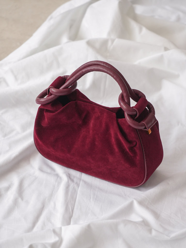 [予約]デザインハンドルスエードミニBAG/burgundy