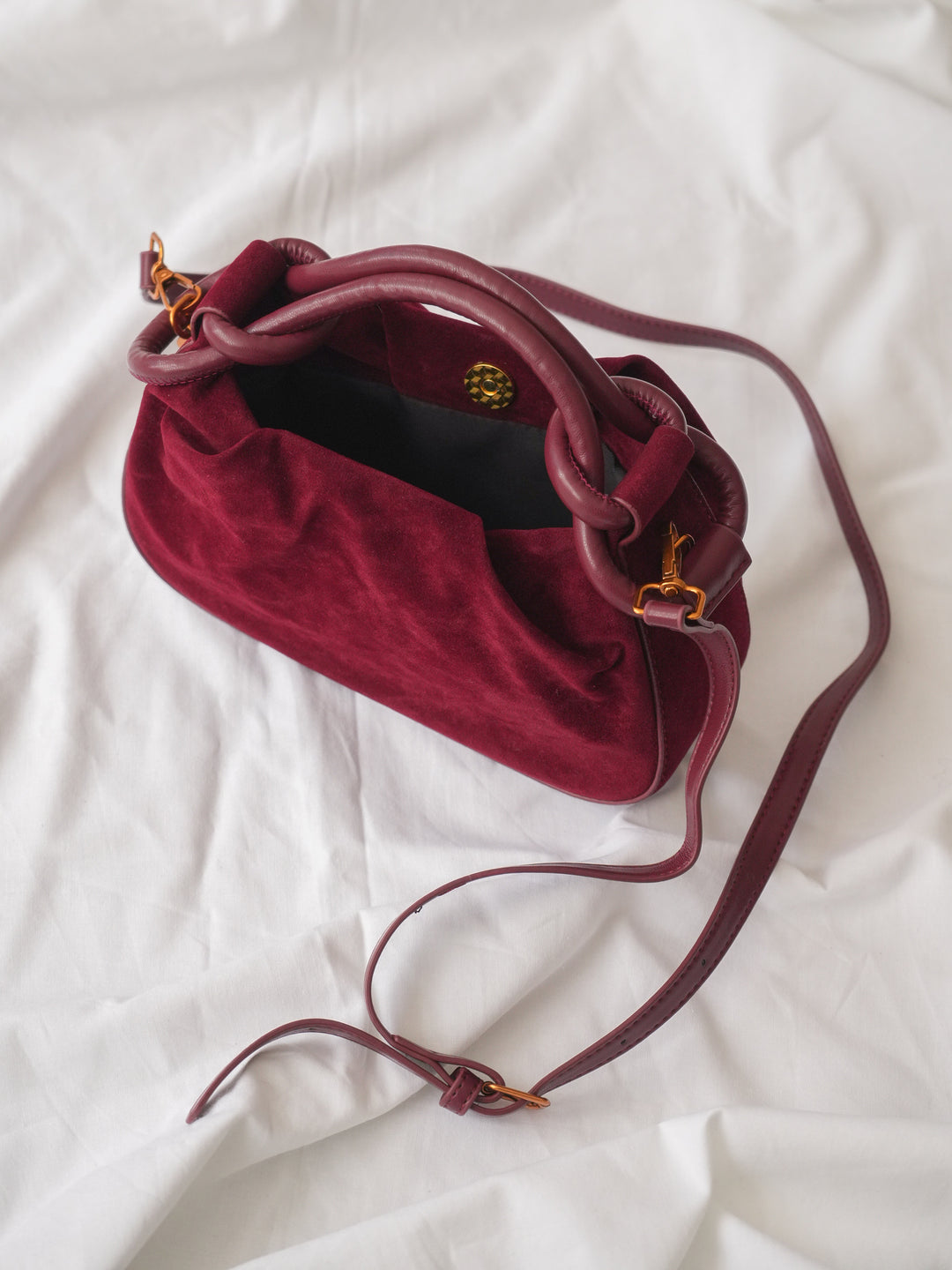[予約]デザインハンドルスエードミニBAG/burgundy