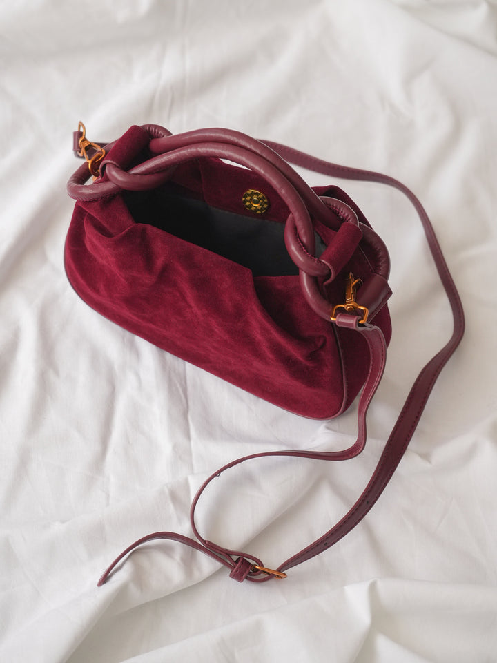 [予約]デザインハンドルスエードミニBAG/burgundy