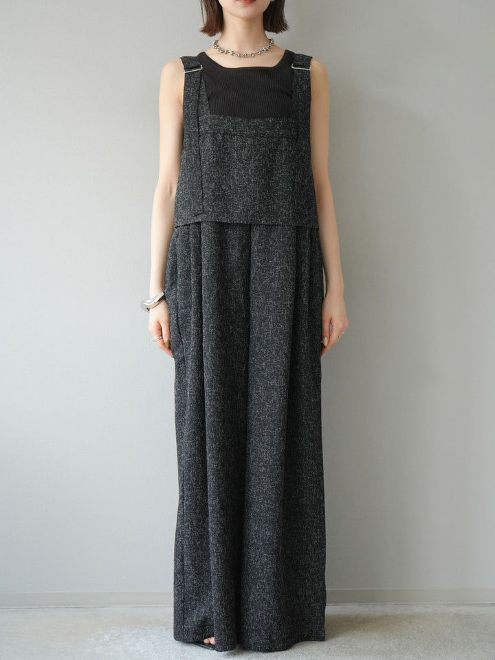 [予約]サマーツイードケープサロペット/ブラック