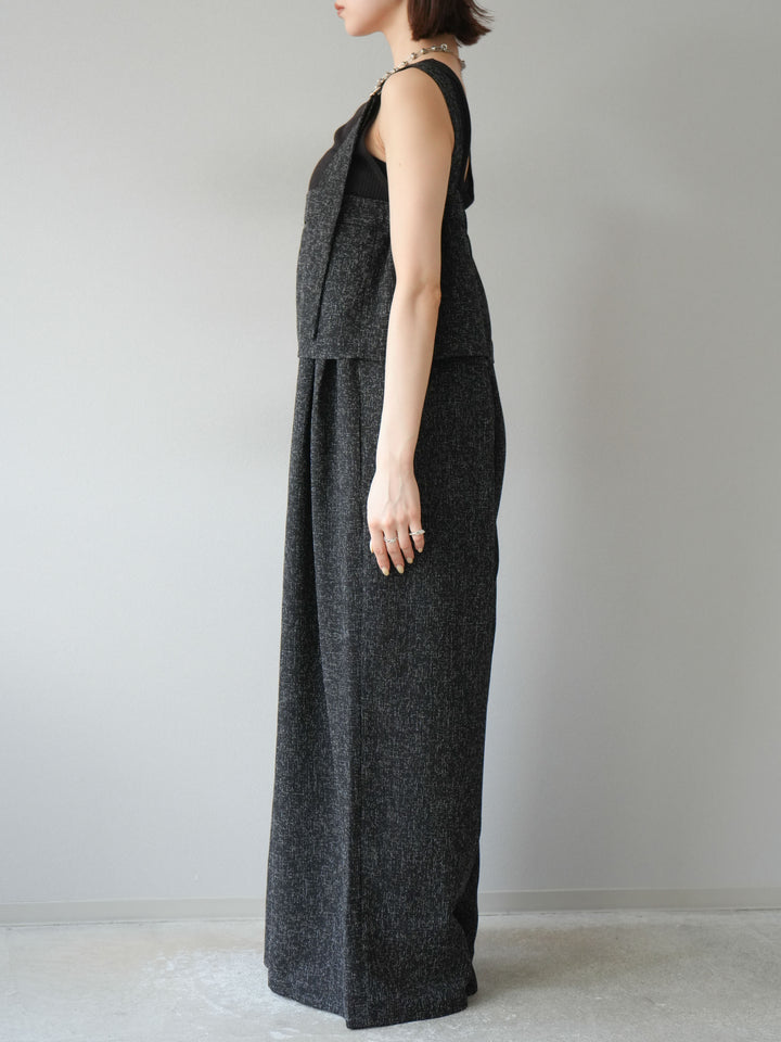 [予約]サマーツイードケープサロペット/ブラック