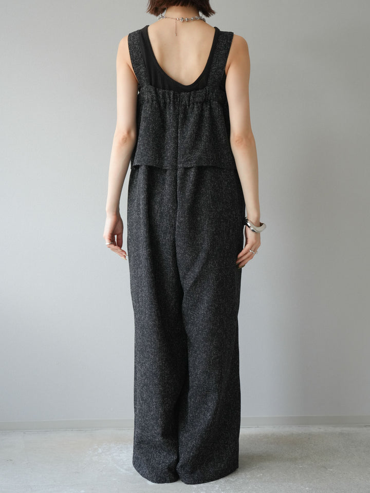 [予約]サマーツイードケープサロペット/ブラック