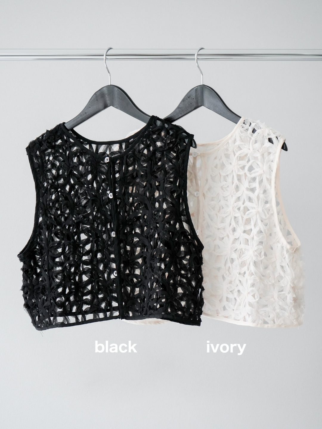 [SET]2WAYフラワーレーストップス+ジップタックワイドパンツ(2set)