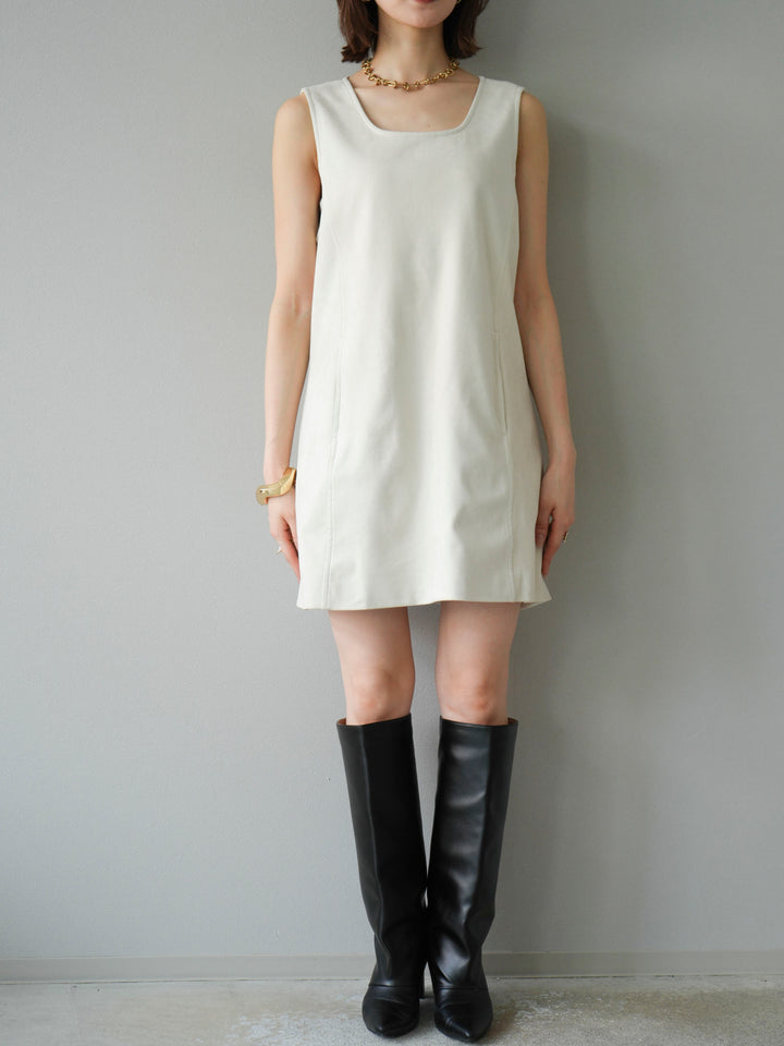 [予約]ショルダーポーチ付スウェードミニワンピース/アイボリー