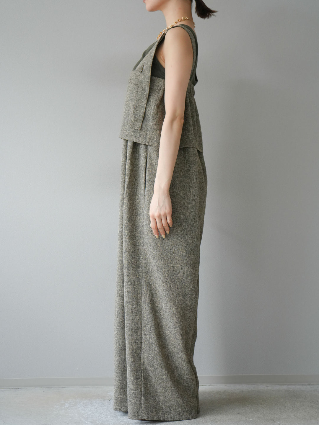 [予約]サマーツイードケープサロペット/ブラウン