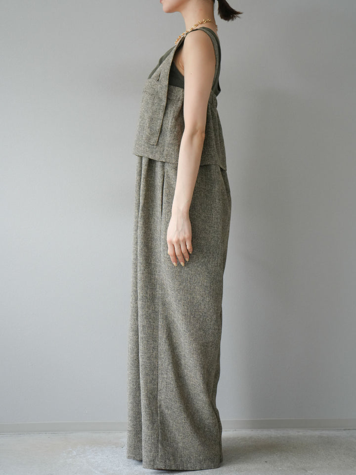 [予約]サマーツイードケープサロペット/ブラウン