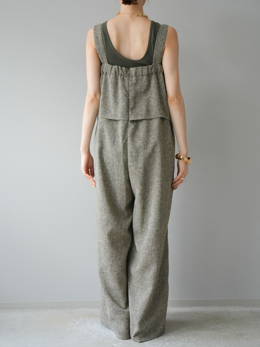 [予約]サマーツイードケープサロペット/ブラウン