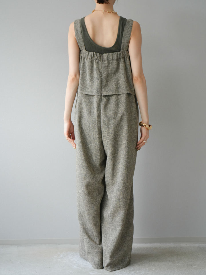 [予約]サマーツイードケープサロペット/ブラウン