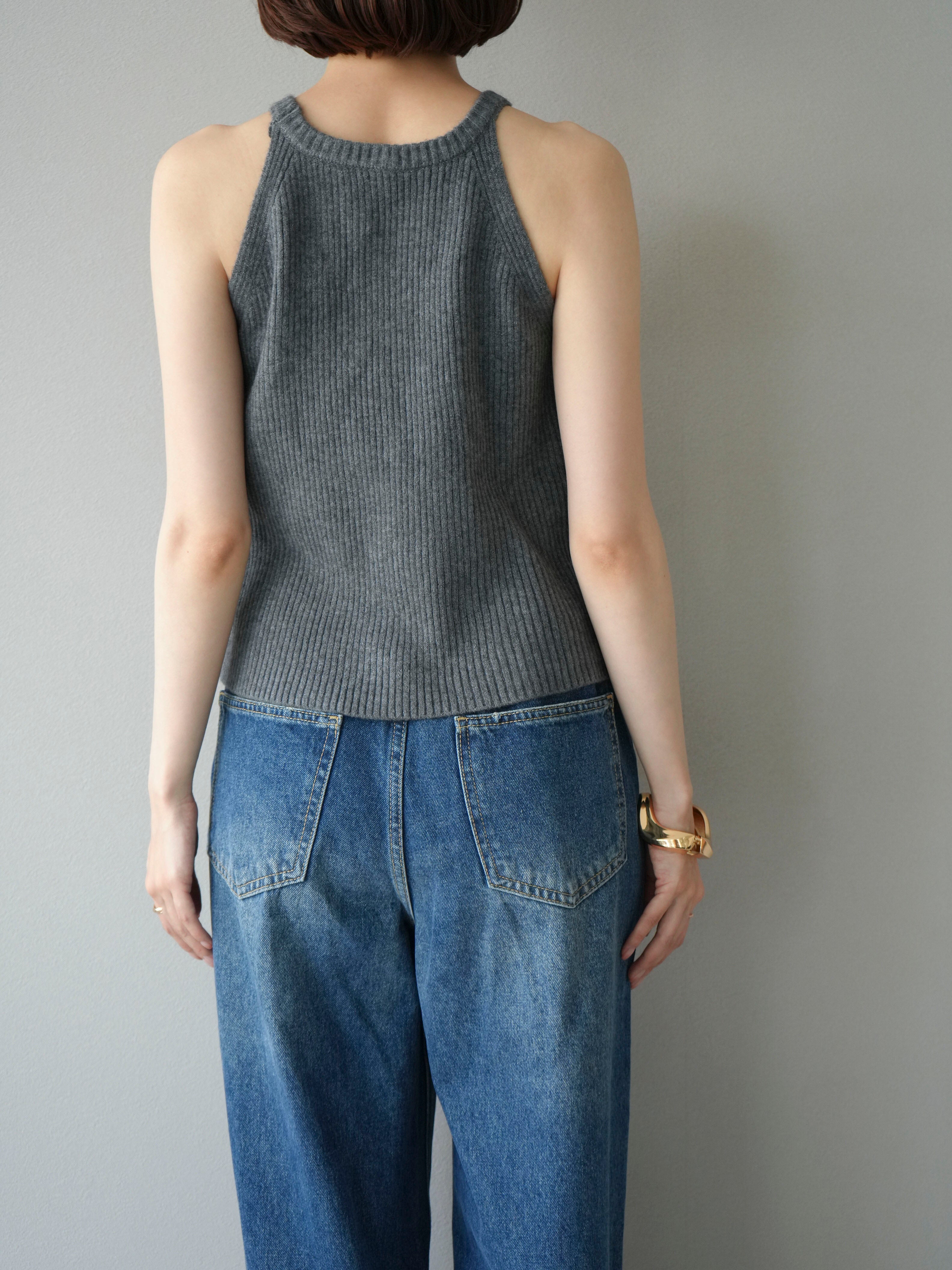 予約]リブニットアメスリタンクトップ/グレー – Lumier