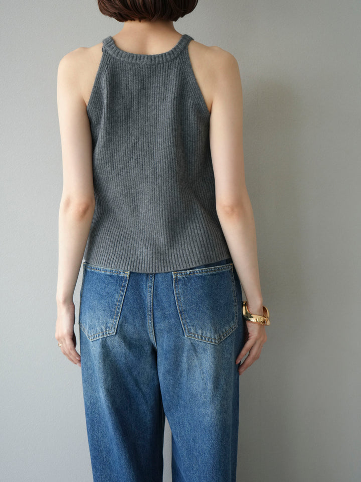 [予約]リブニットアメスリタンクトップ/グレー