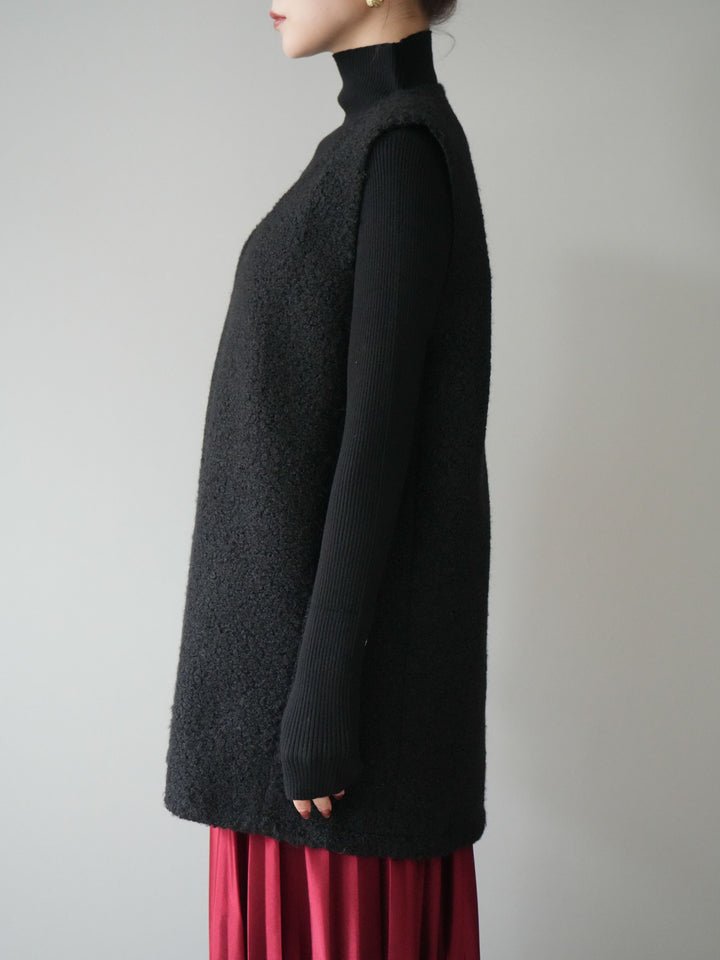 [予約]ミックスループヤーンニットミニワンピース/black