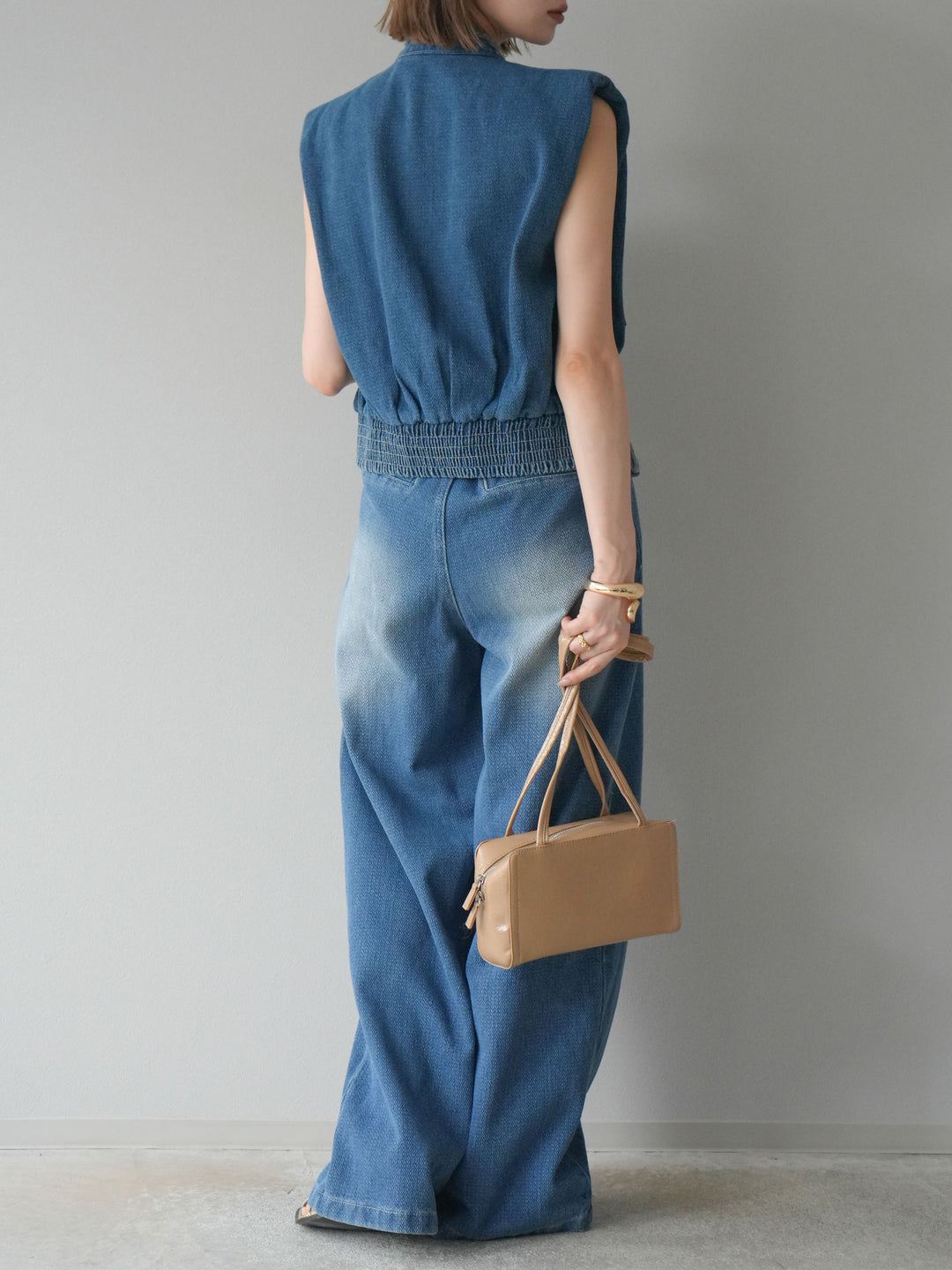 [SET] 流蘇牛仔背心＆褲子套裝/藍色（2件套）